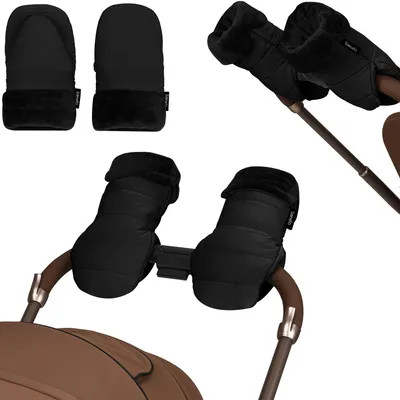 Obrázek produktu pro Lionelo ohřívač rukou na kočárek Handmuff Oli, univerzální velikost, magnetické připevnění Větruodolný, voděodolný, měkká podšívka - černý