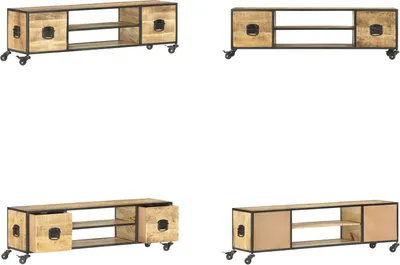 Obrázok produktu pre vidaXL TV stolík 130x30x39 cm z masívneho mangového dreva - TV nábytok - TV stolík - TV skrinky - Príborník