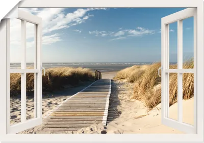 Produktbild von ARTland Poster Nordseestrand auf Langeoog, weiß Größe: 100x70 cm