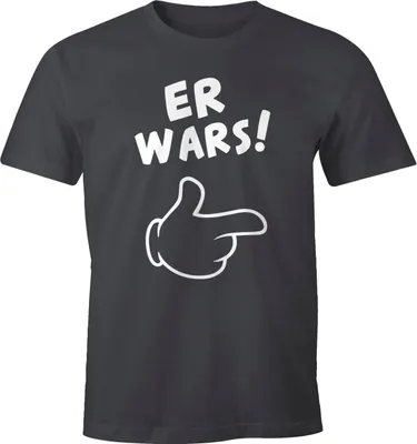 Produktbild von Herren T-Shirt Er wars Spruch Comic Hand Fun-Shirt Moonworks® dunkelgrau XL