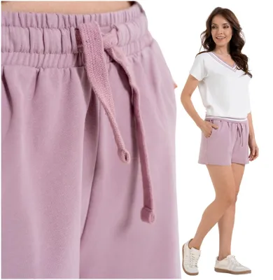 Immagine prodotto di Moraj | Pantaloncini da donna - Taglia 95 - Pantaloni estivi da donna in rosa chiaro - pantaloncini viola - cotone, pantaloncini in cotone