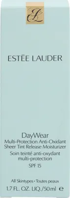 A product box for Estée Lauder DayWear Multi-Protection Anti-Oxidant Sheer Tint Release Moisturizer.