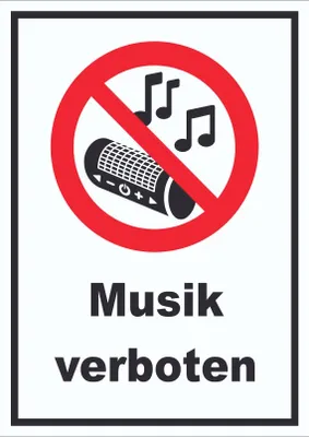 Produktbild von Schild Musik verboten A5 Rückseite selbstklebend