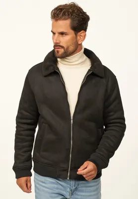 Produktbild von OneRedox Herren Übergangsjacke als Weiche Übergangsjacke in Lammfell-Optik Herren Blousonjacke als Winterjacke Bomberjacke