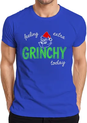 Zdjęcie produktu dla dziś świąteczny Grinch śmieszna sarkastyczna koszulka męska, niebieski, M
