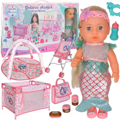 Produktbild von WOOPIE ROYAL Lalka Bobas 36 cm, Meerjungfrau, Interaktive Puppe, XXL-Pflegeset, 18 Funktionen