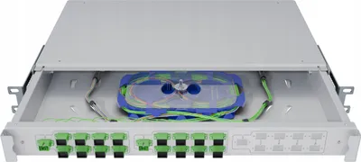 Zdjęcie produktu dla Przełącznica Światłowodowa Rack 19" 1U 3X1:8 Plc Sc/Apc Obudowa Szuflada