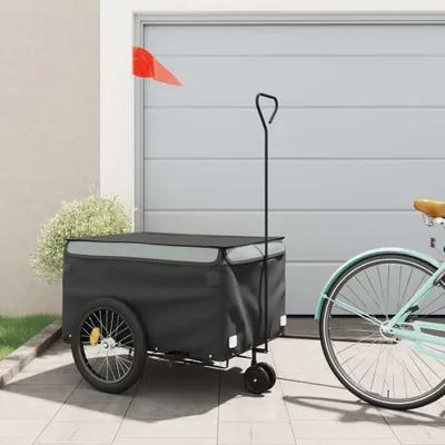 Produktbild von Fahrradanhänger Schwarz und Grau 45 kg Eisen - Fahrradanhänger 94112