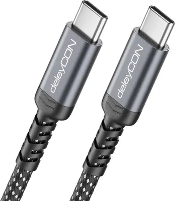 Produktbild von deleyCON 0,5m USB-C Kabel Kurz 40Gbps 240W USB 4.0 Ladekabel Datenkabel, DP Alt Mode, 8K@60Hz für Notebook, MacBook, Monitor, SSD, iPad, iPhone 17 16 Air Max Pro, Galaxy S25 usw.