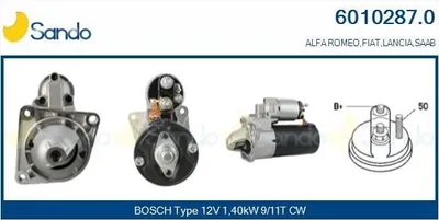 Produktbild von SANDO 6010287.0 Starter Anlasser 1,40kW für FIAT GRANDE PUNTO (199) 12V