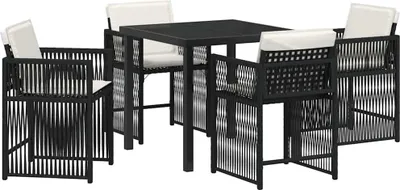 Produktbild von vidaXL Garten Essgruppe 5 stk. Schwarz Poly-Rattan