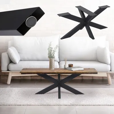Zdjęcie produktu dla ML-Design nogi stołu rama krzyżowa Spider, 98x58x43 cm, czarny, stalowa rama stołu
