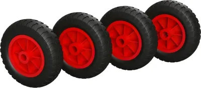 Obrázok produktu pre 4 x Polyuretánové koleso ø 160 mm klzné ložisko kompresor roll odolnosť proti prepichnutiu, čierne/červené