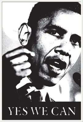 Image de Obama, Barack - Affiche - Yes we can  + Cadre à insert, Shinsuke® Maxi en plastique blanc, vitre en acrylique