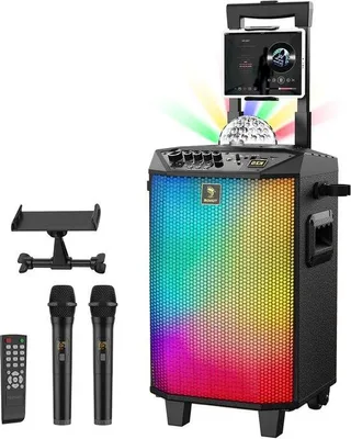 Zdjęcie produktu dla Przenośny zestaw nagłośnieniowy z mikrofonem bezprzewodowym i głośnikami do domowego karaoke
