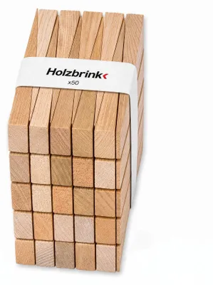 Produktbild von HOLZBRINK Holzkeile aus natürlichem Holz, 50 Stück, 11,7 x 4 x max. 1,3 cm, Montagekeile, Unterlegkeile und Ausgleichskeile aus Naturholz zum Ausrichten von Möbeln, Regalen und Türen bei der Montage