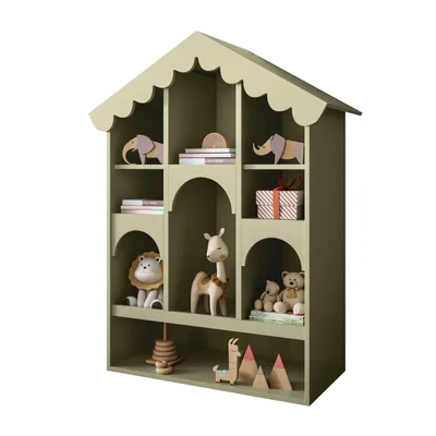 Produktbild von BABUSHKA Puppenhaus, olivgrün, mit praktischer Regalfunktion 119x90x39 cm