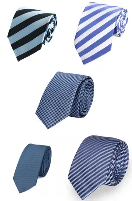 Produktbild von Fabio Farini - 5 Stück Schlips in verschiedenen Breiten Blau - Meridian Blue