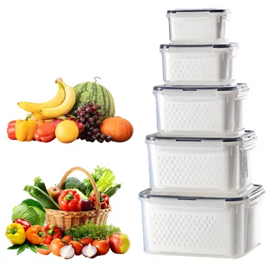5er-Set Kühlschrank-Aufbewahrungsboxen, transparent, BPA-frei