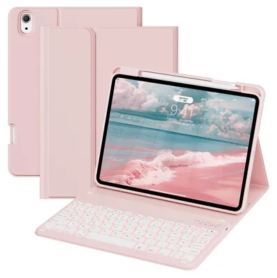 Image de Coque avec clavier pour iPad A16, 11 pouces, 10ème génération, 2025, 2022, 11 pouces. Compatibilité parfaite. Couleur : rose