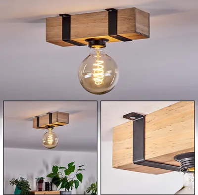 Produktbild von Bollengo Deckenlampe aus Metall/Holz in Schwarz/Natur