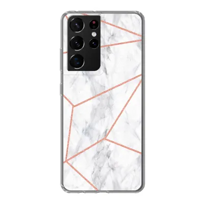 Produktbild von MuchoWow® Handyhülle Schutzhülle Hülle für Samsung Galaxy S21 Ultra Marmor - Roségold - Weiß Silikon Softcase Handy Hülle - Mobiltelefon