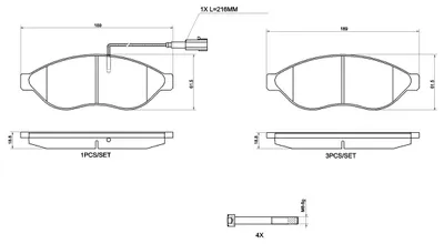 Image de Jeu de plaquettes de frein BREMBO avant pour FIAT Ducato fourgon (250, 290) P 23 200