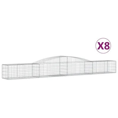 Productafbeelding van vidaXL Gabionen met boogvorm, 8 stuks, 400x50x40/60 cm, verzinkt staal