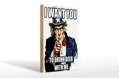 Produktbild von Holzschild Spruch 20x30cm i want you to drink beer with me