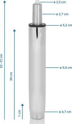 Produktbild von hjh OFFICE Gasfeder GF-XXL Gasdruckfeder Metall, Chrom