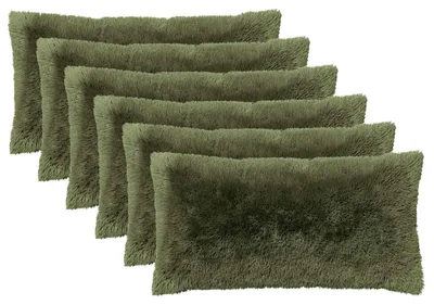 Immagine prodotto di Cuscini decorativi vidaXL, confezione da 6, colore verde, HEERLEN, 40 x 70 cm, tessuto in pile di poliestere