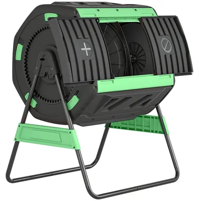 Obrázok produktu pre Kompostér s dvoma komorami, objem 200 litrov, s otočnou funkciou | Farba: zelená | Rozmery: 67 x 94 x 98 cm