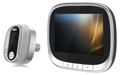 Produktbild von Intelligente Tuerklingelkamera, 2,4 GHz WiFi-Gucklochkamera, 4,3-Zoll-IPS-Display, Tuya-App, kabellose Nacht-PIR-Bewegungserkennungs-Tuerklingelkamera fuer Zuhause, eingebauter Akku, wiederaufladbarer Guckloch-Viewer, Tuerklingel