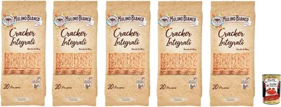 Produktbild von 5x Mulino Bianco Cracker Integrali,Cracker mit 100% Vollkornmehl und Sauerteig Vollkorncracker - Snack 500g Packung + Italian Gourmet polpa 400g