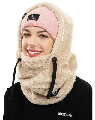 Productafbeelding van Wintermuts, thermische skimasker, balaclava voor fietsen, snowboarden, skiën, motorrijden. Winddichte gezichtsbeschermer, geschikt voor heren en dames, one size, beige, met pluisvoering