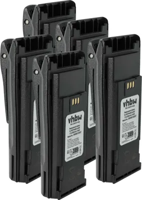 Produktbild von vhbw 5x Akku Ersatz für Motorola NNTN4497, NNTN4496, NNTN4496AR, MNN4254AR für Funkgerät, Walkie Talkie (2500 mAh, 7,2 V, NiMH) + Gürtelclip