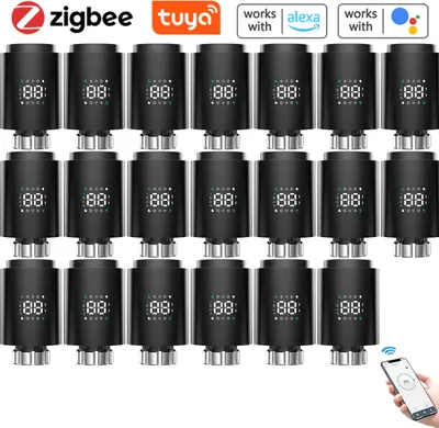 Produktbild von 20X Smart Heizkörperthermostate Thermostatventil Extrem leiser Schnellheiz Heizkoerperventil APP-Steuerung Kompatibel mit Alexa Google Assistant Kindersicherung Thermostat Heizung LED-Anzeige,Schwarz
