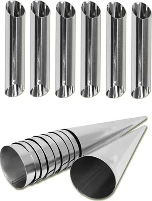 Produktbild von 6X Cannoli Schaumrollen + 10x Schillerlockenformen Set Sahnerollen Trubotschki Backform Hörnchen Cremerollen