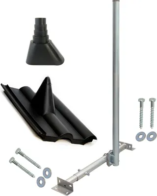Produktbild von PremiumX BASIC X120-48 SAT Teleskop-Dachsparrenhalter 120cm Mast Frankfurter-Ziegel Tülle schwarz Schrauben