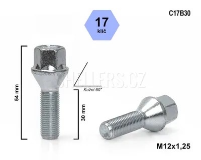 Obrázok produktu pre Skrutka kolesa M12x1,25x30 s kužeľom, kľúč 17, C17B30, výška 54 mm