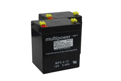 Zdjęcie produktu dla Wkład do akumulatora ołowiowego odpowiedni do łóżka Völker S582, 2 sztuki akumulatora 12 V 5,4 Ah, styki 4,8 mm