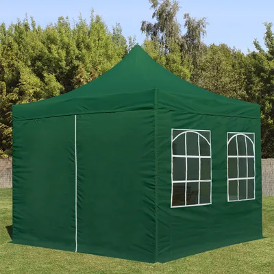 Immagine prodotto di TOOLPORT 3x3m gazebo pieghevole con laterali (finestre), ECONOMY acciaio, verde scuro