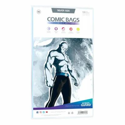 Obrázek produktu pro Sáčky na komiksy Ultimate Guard uzavíratelné, stříbrná velikost (100)