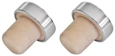 Weinflaschenstopfen-Set, Kork, silber, 2 Stück, 7x3x3 cm