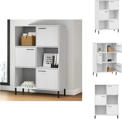 Produktbild von vidaXL Bücherregal OSLO mit Metallbeinen Weiß 90x35x128,5cm Massivholz -  Bücherregale & Bücherschränke