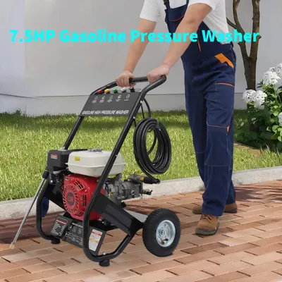 Productafbeelding van Hogedrukreiniger - Drukspuit - Waterreiniger - Benzinekrachtreiniger - Terrasreiniger - Krachtige 7,5 PK Motor
