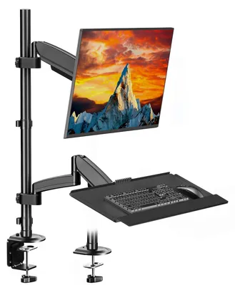 Productafbeelding van Monitorstandaard met toetsenbordhouder, voor monitoren van 17 tot 32 inch, gasarm tot 9 kg