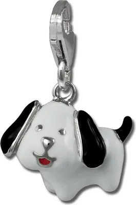 Produktbild von SilberDream 925er Charm Hündchen 925er Silber Emaille Armband Anhänger s/w D2FC886W