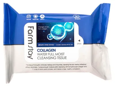 Produktbild von FARMSTAY - COLLAGEN WATER FULL MOIST Reinigungstücher, Make-up-Entfernungstücher, 30 Stück.