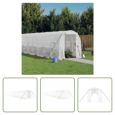 Produktbild von The Living Store Gewächshaus mit Stahlrahmen Weiß 48 m² 24x2x2 m